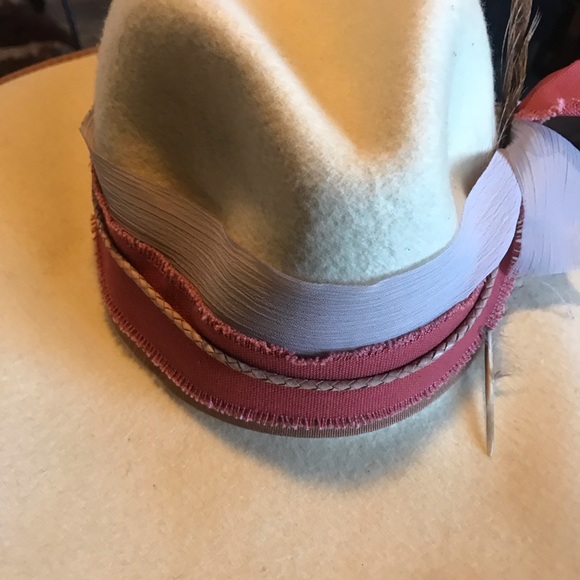 NWT 100% wool hat upcycled Western, boho, cowboy, Festival, beach,concert. - Picture 5 of 10